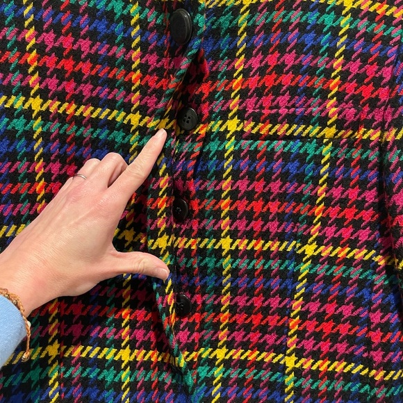 JH Collectibles Vintage Colorful Rainbow 100% Wool Plaid Blazer Size 6 - Picture 5 of 10
